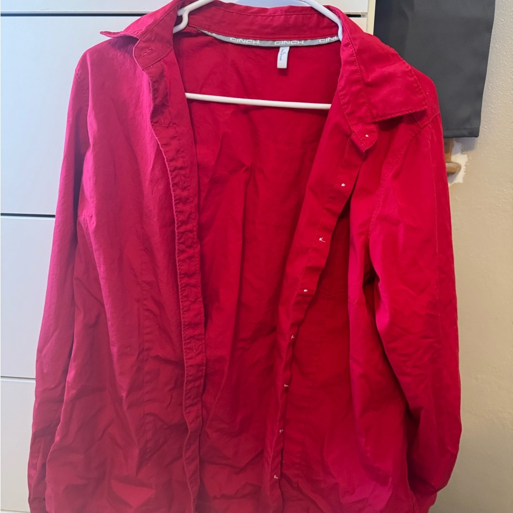 Cinch Red Collared Button-Down Shirt - image 1